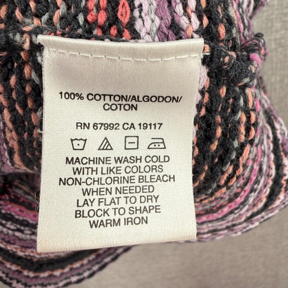 Womens Multicolored Striped Turtleneck Cowl Sweater Long Texture Knit Sz S - Picture 4 of 10